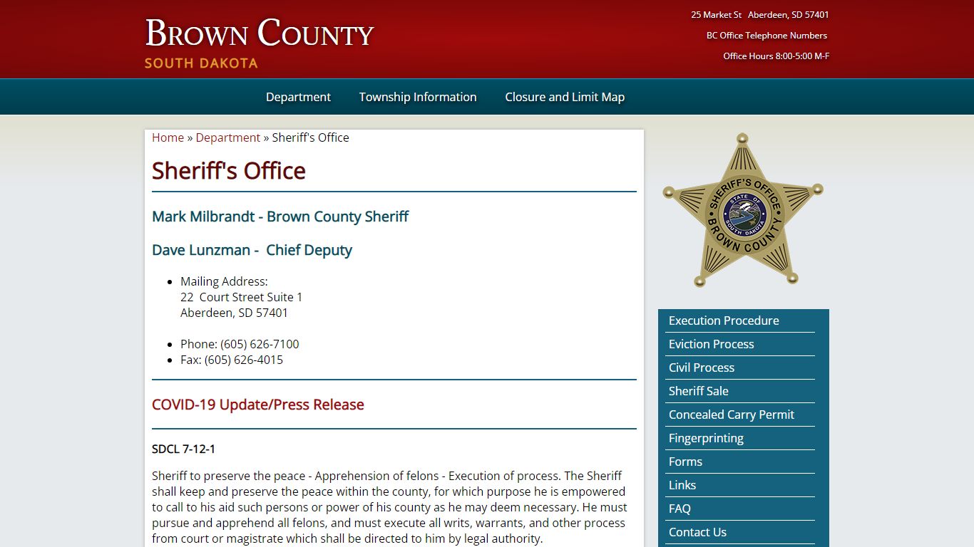 Sheriff's Office | Brown County